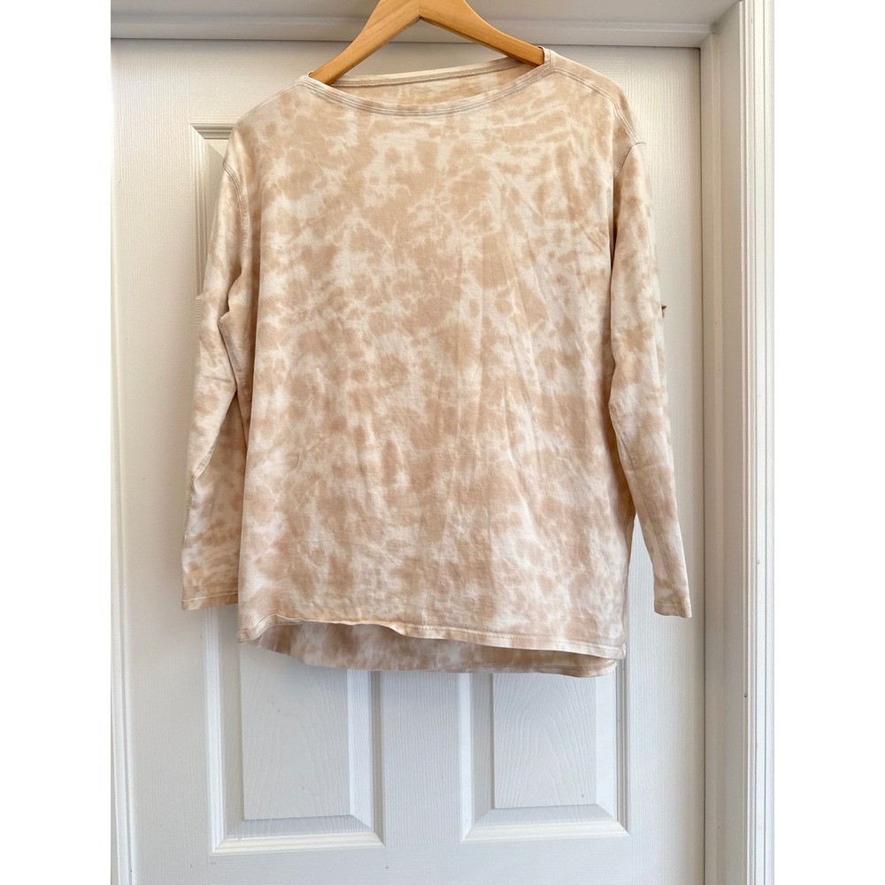 Lululemon Back in Action Long Sleeve Women 12 Tan Tie Dye Relaxed Fit Top